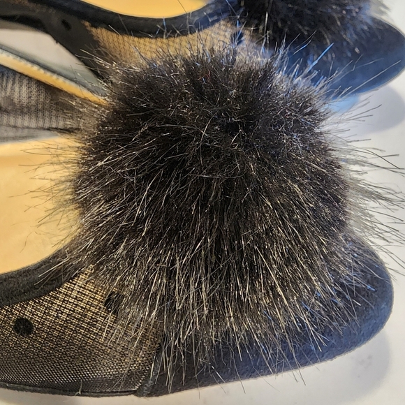 Talbots Black Mesh Polka Dot Edison Pom Pom Ladies Flats Women's Size 8AA EUC - Picture 5 of 9